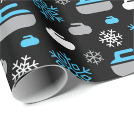 Snöflake och Curling Sten Wrapping Papprare Presentpapper
