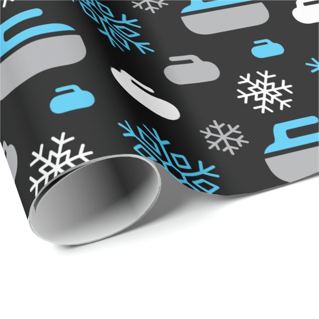 Snöflake och Curling Sten Wrapping Papprare Presentpapper (Rullad Hörn)