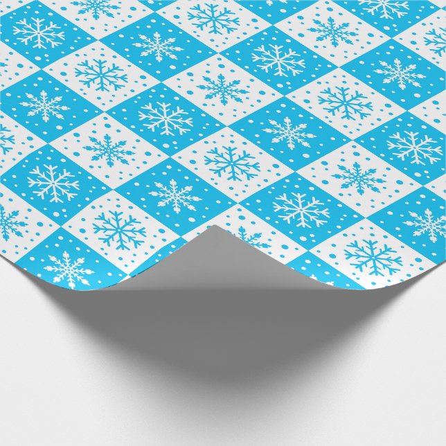 Snöflake & Snö Mönster (blått) Presentpapper (Hörn)