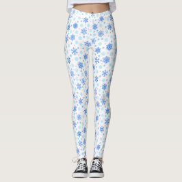 Snöflake Vita Pastellblå Chic för Baby blue Elegan Leggings