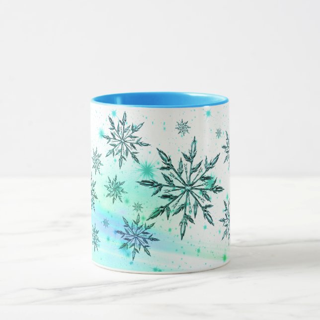 Snöflammande vinterblått mugg (Center)