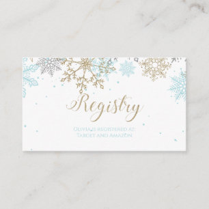 Snöflinga Baby Registry Blå Guld Tilläggskort