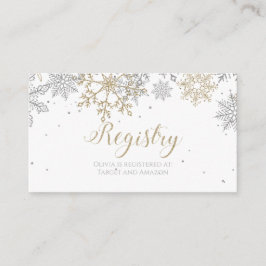 Snöflinga Baby Registry Silver Guld Inneslutningsk Tilläggskort