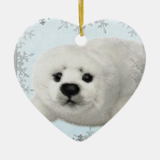 snöflinga baby säl julgransprydnad keramik