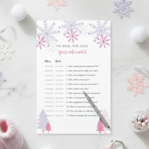 Snöflinga Baby Shower Gissa vem som sa det