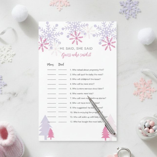 Snöflinga Baby Shower Gissa vem som sa det (Skapare uppladdad)