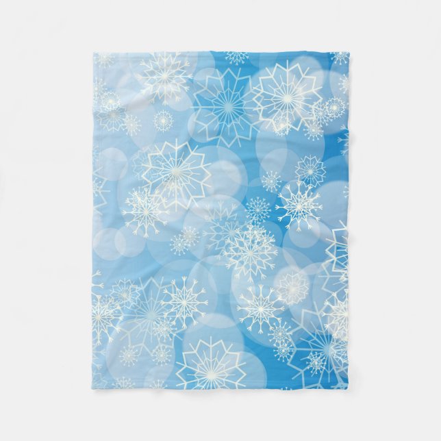 Snöflinga bakgrund fleecefilt (Framsidan)
