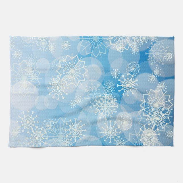 Snöflinga bakgrund kökshandduk (Horisontell)