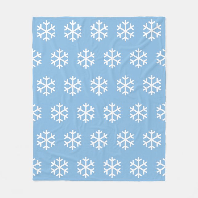 Snöflinga Blå Flanellfilt Fleecefilt (Framsidan)