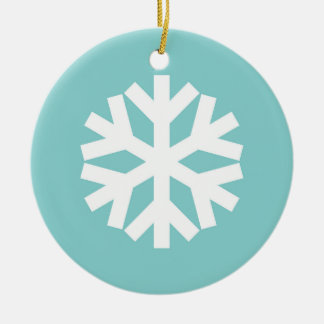 Snöflinga blå julgransprydnad keramik