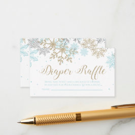 Snöflinga blöja lotteri blå guld glitter tilläggskort