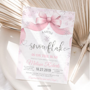 Snöflinga Bow baby shower Inbjudningar