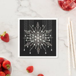 Snöflinga elegant juvelutseende vinter svart grå pappersservett