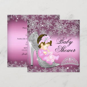 Snöflinga Glitter Skor Flicka Baby Shower Inbjudan