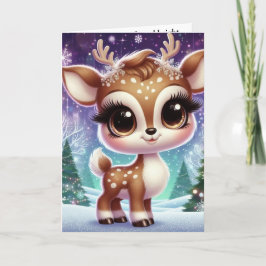 Snöflinga Glittrande Baby Renar Kort