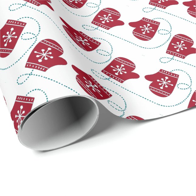 Snöflinga Handskar Jul Presentalinpapper Presentpapper (Rullad Hörn)
