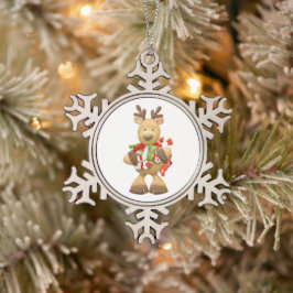 Snöflinga inramad prydnad pewter julgransprydnad