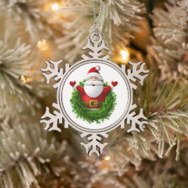 Snöflinga inramad prydnad pewter julgransprydnad