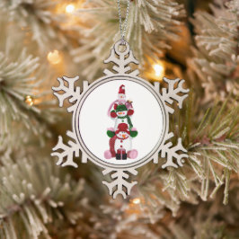 Snöflinga inramad prydnad pewter julgransprydnad
