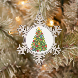 Snöflinga inramad prydnad pewter julgransprydnad