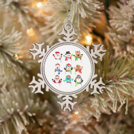 Snöflinga inramad prydnad pewter julgransprydnad