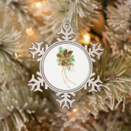 Snöflinga inramad prydnad pewter julgransprydnad