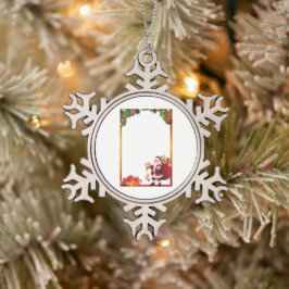 Snöflinga inramad prydnad pewter julgransprydnad