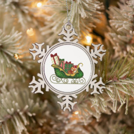 Snöflinga inramad prydnad pewter julgransprydnad