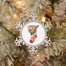 Snöflinga inramad prydnad pewter julgransprydnad