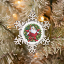 Snöflinga inramad prydnad pewter julgransprydnad