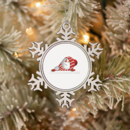 Snöflinga inramad prydnad pewter julgransprydnad