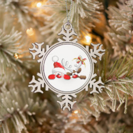 Snöflinga inramad prydnad pewter julgransprydnad
