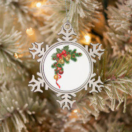 Snöflinga inramad prydnad pewter julgransprydnad