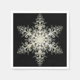 Snöflinga istygd spets vinter vit och svart elegan pappersservett