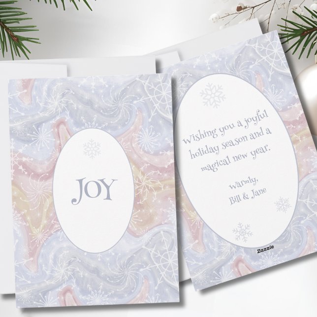 Snöflinga JOY Holiday Flat Card – Anpassat meddela Julkort (Snowflake Joy Holiday Flat Card)