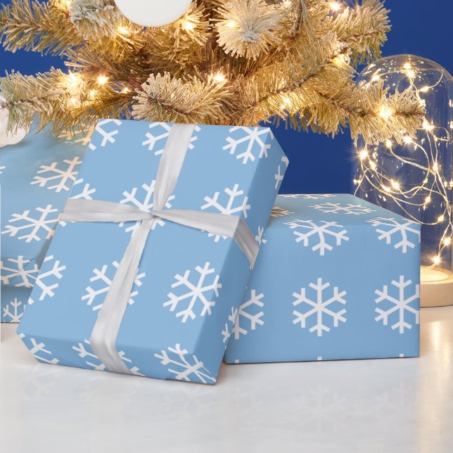 Snöflinga jul blå inslagspapper presentpapper (Helgdagar)