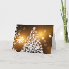 Snöflinga Julgran med Golden Background Helgkort