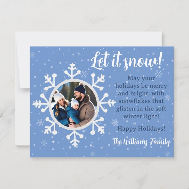 Snöflinga Julhälsning Platt Kort (Framsida)