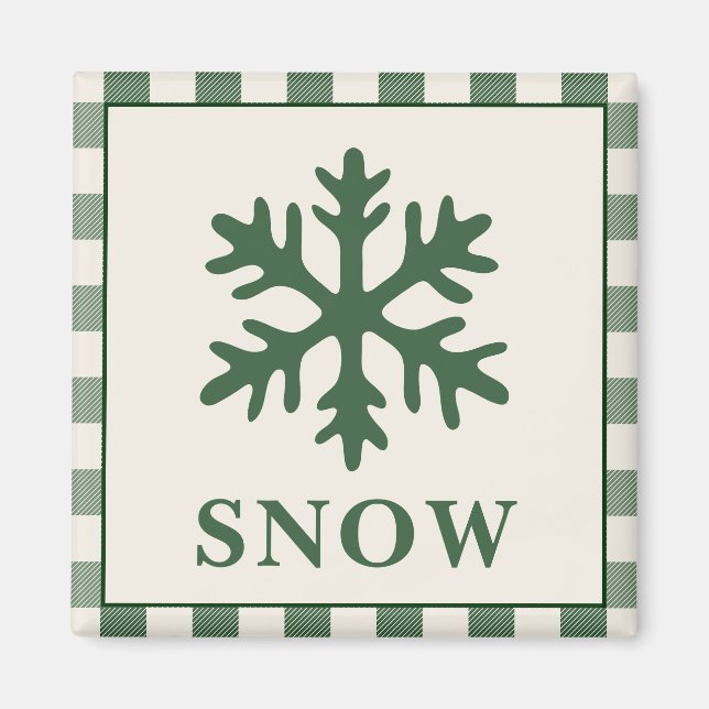 Snöflinga julmagnet Rustik Grön Magnet (Framsidan)
