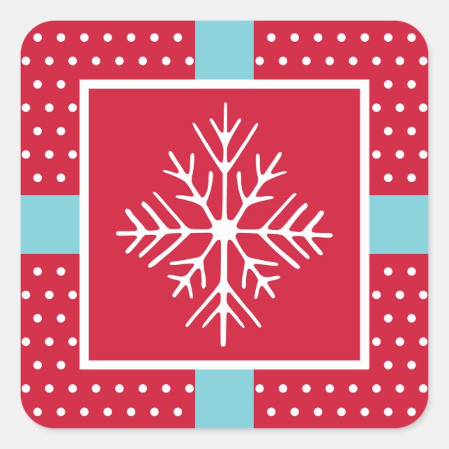 Snöflinga-klistermärken Fyrkantigt Klistermärke (Framsida)