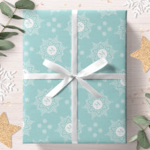 Snöflinga Monogram Modern Aqua Jul Högtid