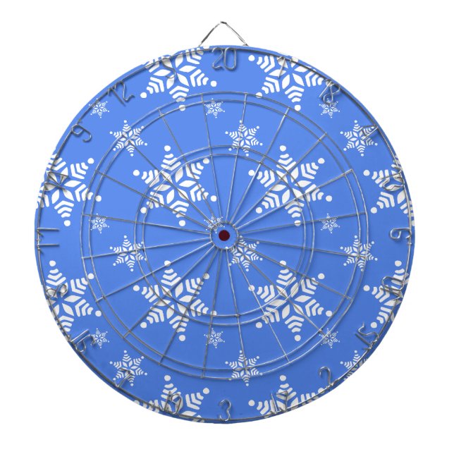 Snöflinga Mönster, Vit Snöflingor, Snö, Blått Darttavla (Framsidan)