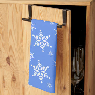 Snöflinga Mönster, Vit Snöflingor, Snö, Blått Kökshandduk