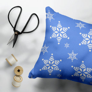 Snöflinga Mönster, Vit Snöflingor, Snö, Blått Prydnadskudde