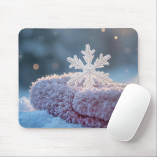 Snöflinga på en rosa handske musmatta
