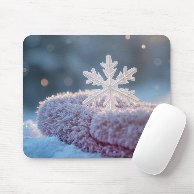 Snöflinga på en rosa handske musmatta (Med mus)
