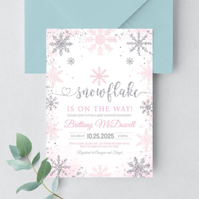 Snöflinga På Väg Vinter Babyshower Inbjudan (Skapare uppladdad)