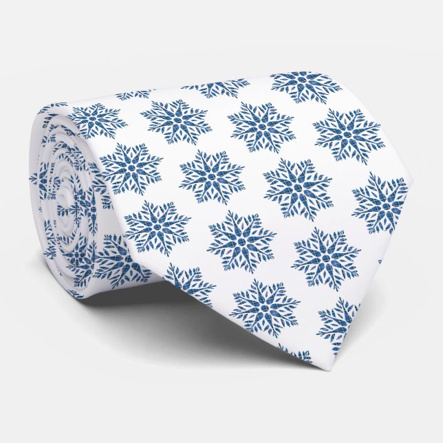 Snöflinga Plaid Mönster Blå Holiday Halsduk Slips (Rullad)