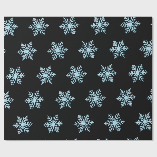 Snöflinga presentpapper på svart bakgrund (Platt)