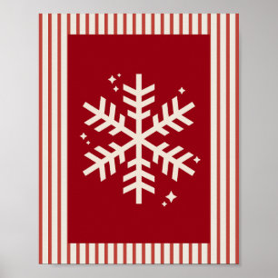 Snöflinga Röd Randig Poster